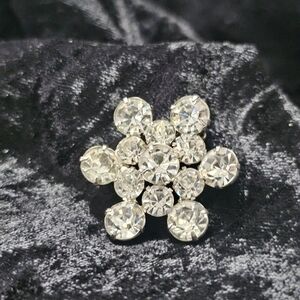 Elegant Silver Crystal Flower Brooch